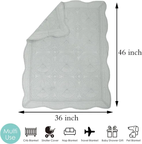 Miniatura 2 de MONOBLANKS Manta de Edredón de Bebé Personalizada Monograma Ligera con Relieve Escalonado para Todas las Estaciones (Gris)
