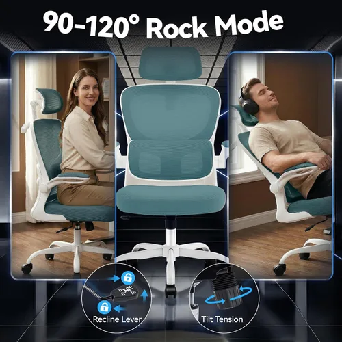 Miniatura 9 de AreShark Silla de Oficina Ergonómica con Soporte Lumbar Ajustable y Gancho para Respaldo, Silla de Malla Transpirable con Respaldo Alto y Ruedas
