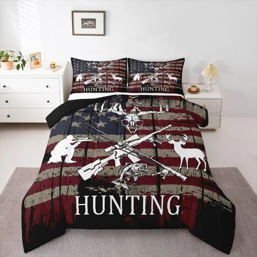 Miniatura 11 de Juego de edredón de oso rústico tamaño individual para mujeres adultas, ropa de cama con estampado de oso salvaje y animales salvajes, relleno