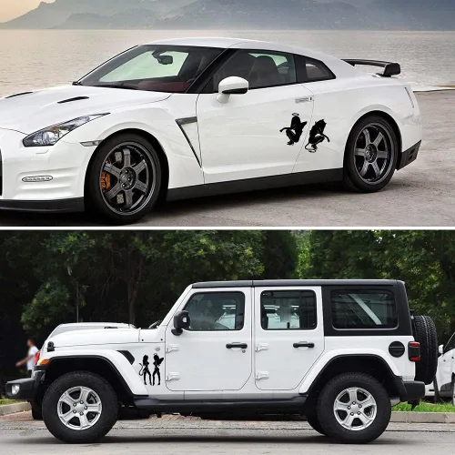 Miniatura 5 de 3 pares de calcomanías sexy de ángel y chica demonio, pegatinas de vinilo traviesas y bonitas, troqueladas, de bueno y malo, para ventanas, autos