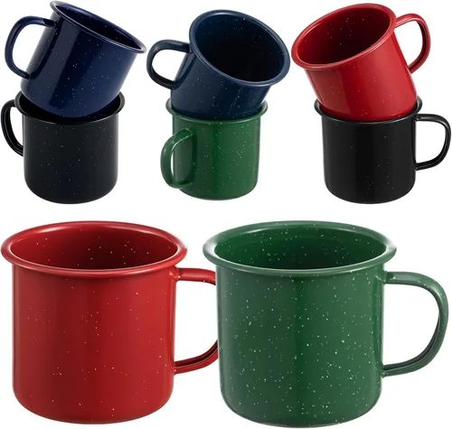 Miniatura 8 de Mimorou 2 tazas esmaltadas de 16 onzas para acampar al aire libre, tazas de café para bebidas frías y calientes, duraderas para el hogar, viajes