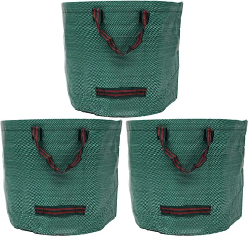 Miniatura 6 de 3 bolsas de basura reutilizables de 27 galones para jardín, plegables para exteriores, bolsas de basura independientes con asas, bolsas de basura