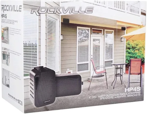 Miniatura 7 de Rockville Par de altavoces HP4S BK de 4 pulgadas, 360 W, para exteriores/interiores, montaje en pared giratorio, IPX44, resistente a la intemperie