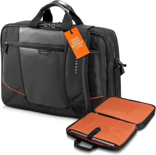 Everki Flight Business - Maletín para laptop de 15.6 o 16 pulgadas, ideal para viajes, hombres o mujeres, organizado, negro (EKB419)