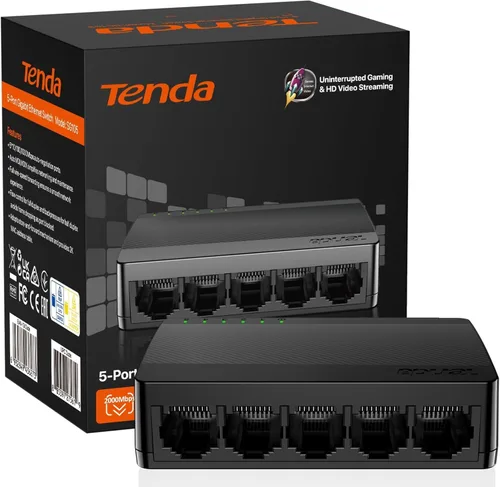 Miniatura 7 de Tenda Conmutador Ethernet Gigabit no administrado de 5 puertos, divisor Ethernet, concentrador de red, 5 puertos de 10/100/1000Mbps, Plug & Play
