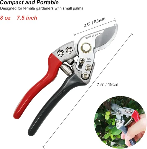 Miniatura 4 de TONMA Tijeras de Podar [Fabricadas en Japón] Tijeras Profesionales Premium de 7.5 Pulgadas para Jardín y Plantas con Mango Ergonómico, Tijeras