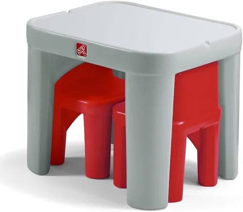 Miniatura 6 de Set de mesa y sillas Step2 Mighty My Size para niños, mesa de actividades de sala de juegos para manualidades, hecha de plástico duradero, para Gris