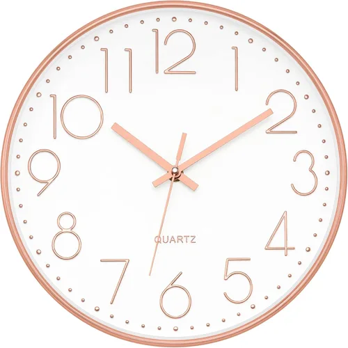 Miniatura 11 de Foxtop Reloj de pared negro de 12 pulgadas, silencioso, sin tictac, de cuarzo, funciona con pilas, reloj redondo fácil de leer para oficina, aula