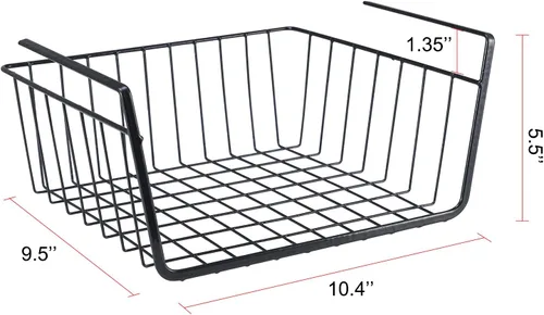 Miniatura 9 de Cesta de almacenamiento debajo del estante, cesta de alambre para el hogar, cesta de almacenamiento colgante de metal debajo del estante, cesta de 4