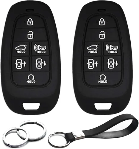 2 piezas compatibles con Hyundai Tucson Palisade Nexo Santa Fe Sonata Ioniq Smart 7 botones llavero funda protectora llavero entrada sin llave