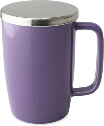 Miniatura 10 de FORLIFE Taza de preparación con acabado brillante de rocío con infusor de cesta y tapa inoxidable "Mirror", 18 onzas, lima