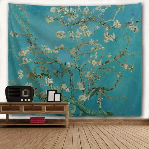 WIHVE - Tapiz para colgar en la pared, de diseño floral bohemio, hippie, psicodélico, étnico, decorativo, de tela para dormitorio, decoración del