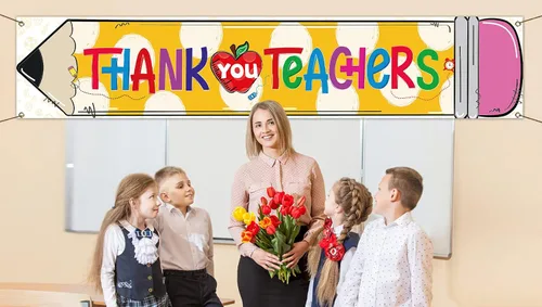 Miniatura 5 de Nepnuser Cartel de agradecimiento a los maestros para la semana de agradecimiento a los profesores, decoración de fiesta, escuela, aula, grande