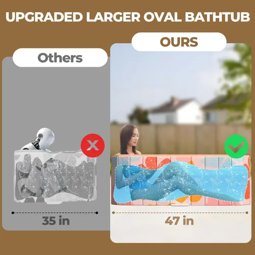 Miniatura 3 de Bañera portátil aislada de 47 pulgadas para adultos, bañera de hielo extragrande para atletas con estructura térmica de 5 capas, bañera plegable sin