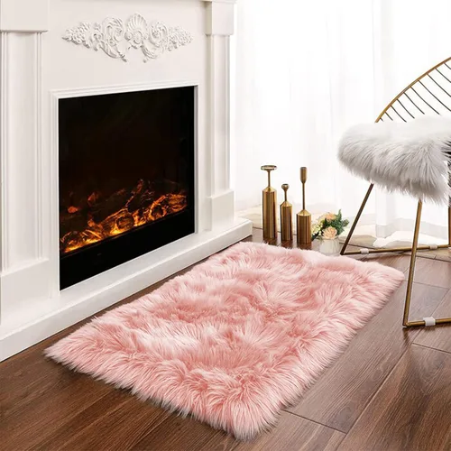 Miniatura 130 de Latepis - Tapete rectangular de piel sintética tipo lana de oveja suave, esponjosa y lavable para sala de estar, dormitorio, sala de juegos o Blanco