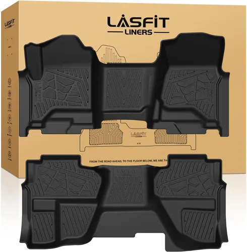 Miniatura 43 de LASFIT Juego completo de tapetes de elastómero termoplástico para todo tipo de clima de ajuste personalizado para automóviles, de 1ª y 2ª fila, 3