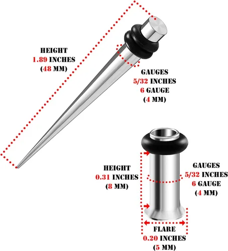 Miniatura 2 de 2 pares de dilatadores de acero quirúrgico 316L para túnel de una sola llamarada, piercing, joyería de estiramiento de oído, tapones para lóbulos