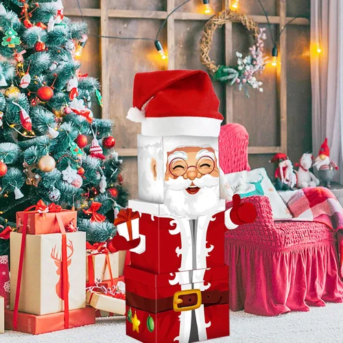 Miniatura 8 de 7 cajas apilables de Nochebuena, cajas de Navidad apilables con temática de Papá Noel, cajas de papel para el hogar y fiesta