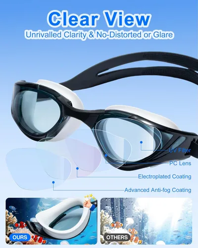 Miniatura 8 de Gafas de natación, visión súper clara, gafas de natación para adultos, adecuadas para todo tipo de programas de natación Negro Blanco