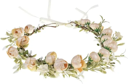 Floral Fall Camellia - Corona de flores para boda, novia, niña, halo de maternidad, accesorios de fotos FL-03