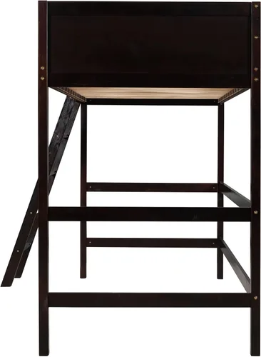 Miniatura 6 de SOFTSEA Cama tipo loft de tamaño individual con escalera, cama alta de madera tamaño individual con barandilla para niños, adolescentes y jóvenes