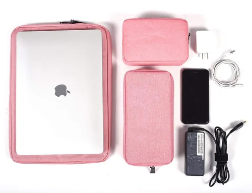 Miniatura 7 de dealcase Organizador universal de accesorios electrónicos de lona impermeable para banco de energía, cables de carga, cargadores, mouse, cable USB