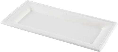 Miniatura 2 de Restaurantware Pulp Tek Platos rectangulares de bagazo 100 platos de ensalada impermeables a la grasa, tapas se venden por separado, platos de Blanco