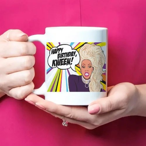 Miniatura 4 de Fonhark - RuPaul's Drag Race, Happy Birthday Kween! Taza de café inspirada, cultura pop de reality TV, taza de café novedosa de 11 onzas