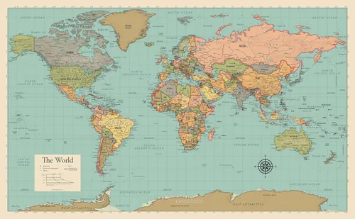 Póster de mapa mundial laminado - Mapa del mundo [Verde]
