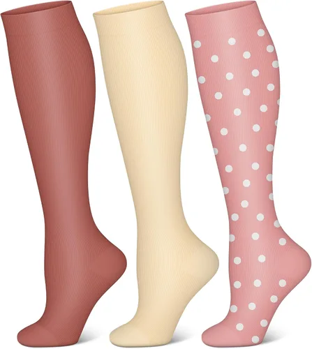 QUXIANG 3 pares de calcetines de compresión para mujeres y hombres, circulación sanguínea, lo mejor para correr, ciclismo atlético, 15-20 mmHg