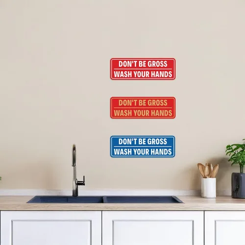 Miniatura 7 de Letrero estándar para puerta o pared, diseño de "Don't Be Gross ("Wash Your Hands"), color negro, mediano