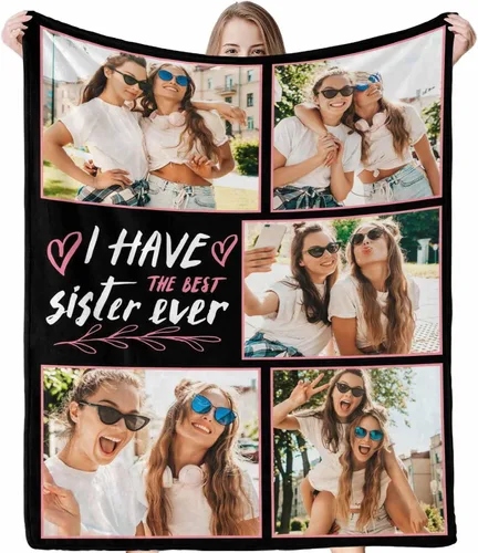 Miniatura 15 de Regalos para hermanas de hermana manta con collage de fotos, mantas de fotos personalizadas para hermanas, mejores amigas, mujeres, manta de amistad