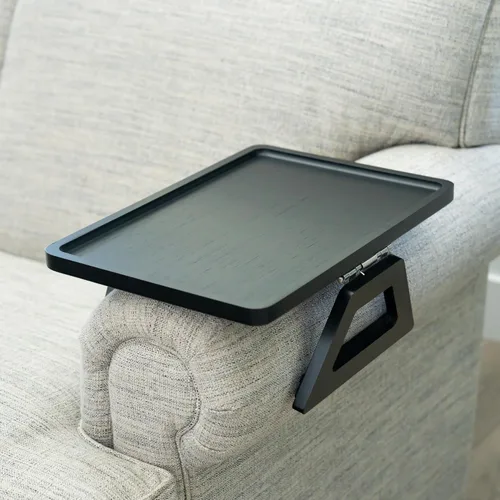 Miniatura 22 de Shamrock Home Mesa Bandeja de Bambú para Brazo de Sofá, Mesa Bandeja con Clip para Sofás. Bandeja de Brazo de Sofá para Cenas de TV, Controles