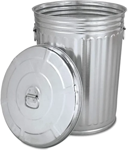 Miniatura 2 de Plexon Bote de basura pregalvanizado con tapa redonda, acero, 20 galones, gris, cubo de basura al aire libre, 45520GALLONWLID