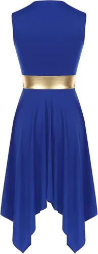 Miniatura 35 de easyforever Vestido de baile sin mangas con bloques de color para mujer, alabanza litúrgica, ropa de baile lírico, vestido de bata de adoración
