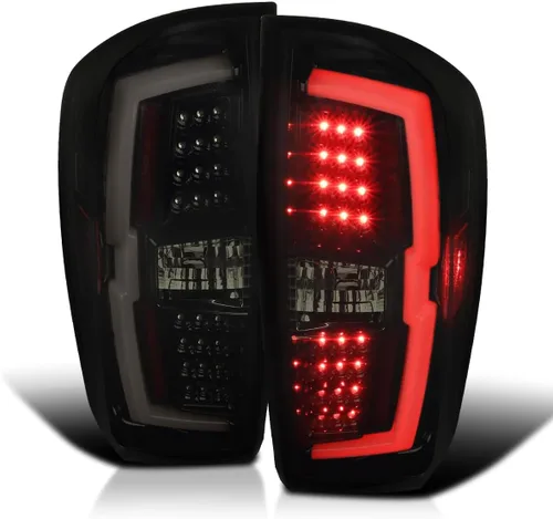 Miniatura 11 de SPEC-D TUNING Luces traseras LED color negro perla con barra de luz LED roja compatible con Toyota Tacoma 2016-2022, conjunto de par izquierdo +