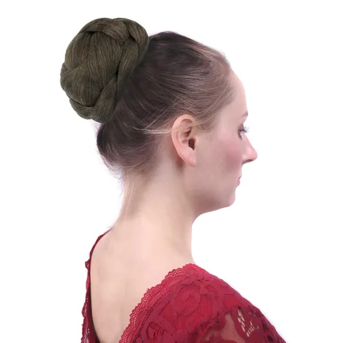 Miniatura 3 de Moño trenzado mixto de 5 pulgadas de diámetro marrón rojizo y negro, moño trenzado con peines integrados para mujeres, fiestas, bodas, bailes, 2009