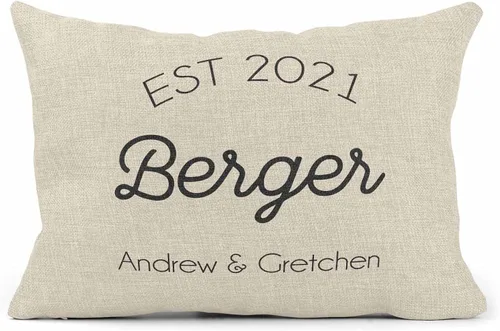 Miniatura 10 de Girls Love A Monogram Almohadas de boda para parejas, almohada personalizada única con nombres, regalo de inauguración de la casa (diseño 1)