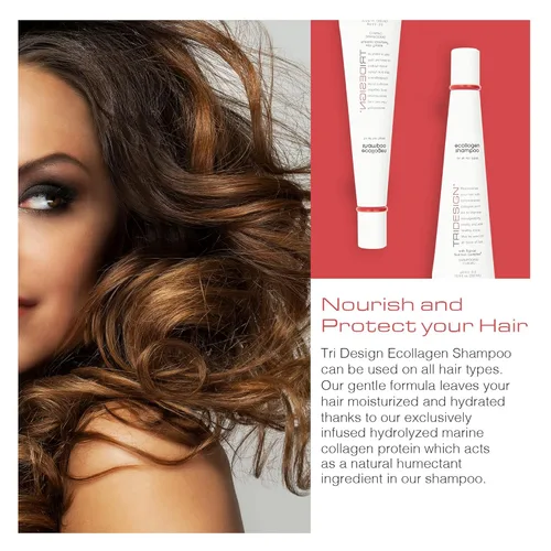 Miniatura 5 de TRIDESIGN Ecollogen Champú hidratante – Cuidado del cabello hidratante y voluminizador para cabello natural, unisex, fórmula espesante – Limpiador