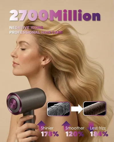 Miniatura 4 de Secador de pelo 2 en 1 y cápsula de esencia de fragancia, 110,000 rpm, secador iónico de alta velocidad de 1200 W con motor sin escobillas, control