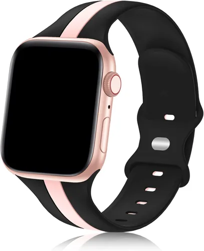 Miniatura 21 de Seizehe - Banda deportiva de diseño compatible con Apple Watch de 38/40/41/42/44/45/46/49 mm, unisex, correa de silicona suave para Apple Watch