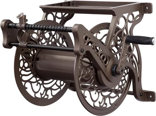 Miniatura 9 de Carrete portamangueras decorativo Liberty Garden Products, producto número 704, con soporte de pared de aluminio fundido para manguera de hasta 125
