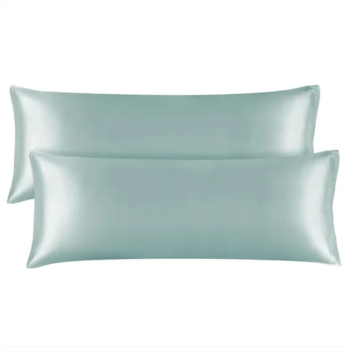 Miniatura 152 de Bedelite Funda de almohada de satén para el cuerpo, súper suave y refrescante, para el cabello y la piel, transpirable, sedosa y larga, 20 x 54 Rosa