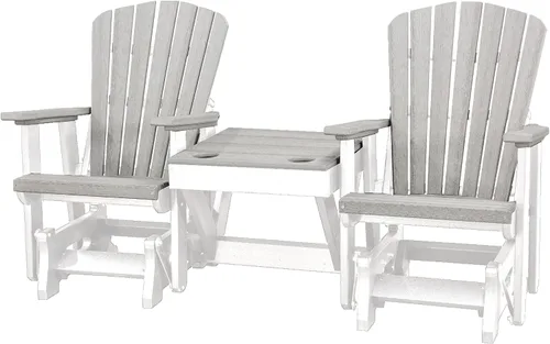 Miniatura 10 de DutchCrafters Slat - Sillas de patio Adirondack de doble polietileno con respaldo de ventilador para exteriores con mesa central (negro y azul aruba)