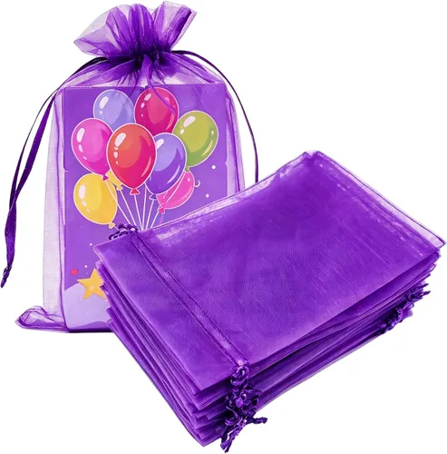 Miniatura 24 de Paquete de 50 bolsas de organza de regalo con cordón verde de 4 x 6 pulgadas para baby shower, Navidad, cumpleaños de bebé, recuerdo de fiesta