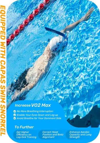 Miniatura 3 de CAPAS Esnórquel de Entrenamiento para Natación de Vueltas, Diadema Giratoria de Ajuste Definitivo Esnórquel para Nadadores de Montaje Central