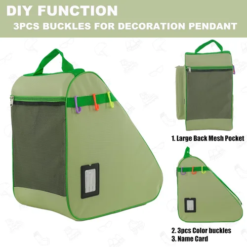 Miniatura 5 de HEXIFUL Bolsa para Patines de Hielo, En Línea, Roller y Quad - Para Niños y Adultos Hierba/Verde 014