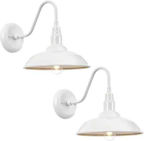 Miniatura 14 de Luz de granero de cuello de cisne de 10 pulgadas para exteriores, luces verdes para porche con interior blanco, cúpula pequeña, para patio, cuello