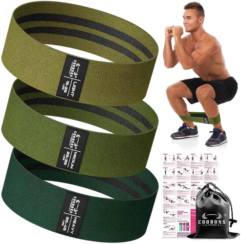 Miniatura 12 de Bandas de resistencia de tela para entrenar - Bandas de ejercicio para mujeres y hombres, bandas de trasero para piernas y glúteos, yoga, pilates