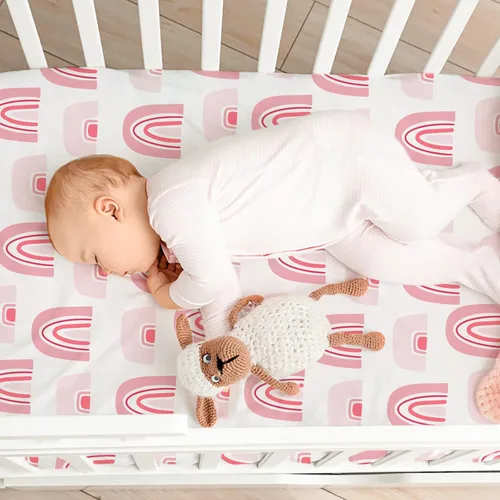 Miniatura 2 de Gllquen Baby Paquete de 4 sábanas de moisés, transpirable y acogedora, sábana bajera elástica para cuna de viaje, patrón floral de moda, sábanas